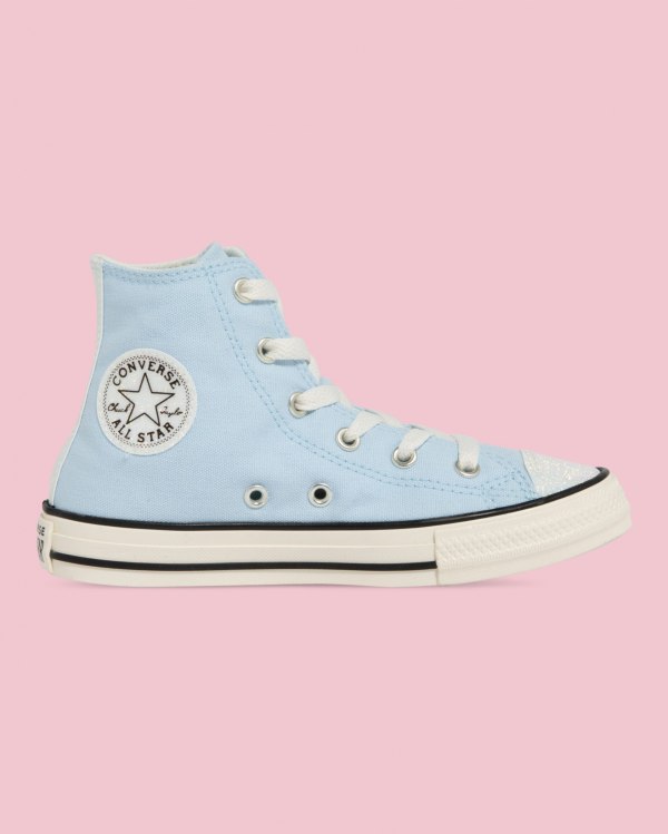 Converse Chuck Taylor All Star UV Glitter Blå Sko Danmark - Converse Høje Sneakers Børn - 36870MOIS